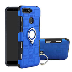 Silikon Hülle Handyhülle und Kunststoff Schutzhülle Tasche mit Magnetisch Fingerring Ständer für Huawei Honor 7A Hellblau