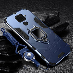 Silikon Hülle Handyhülle und Kunststoff Schutzhülle Tasche mit Magnetisch Fingerring Ständer für Huawei Nova 5i Pro Blau