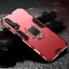Silikon Hülle Handyhülle und Kunststoff Schutzhülle Tasche mit Magnetisch Fingerring Ständer für Huawei Nova 6 Rot