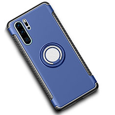 Silikon Hülle Handyhülle und Kunststoff Schutzhülle Tasche mit Magnetisch Fingerring Ständer für Huawei P30 Pro Blau