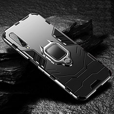Silikon Hülle Handyhülle und Kunststoff Schutzhülle Tasche mit Magnetisch Fingerring Ständer für Huawei Y9s Schwarz