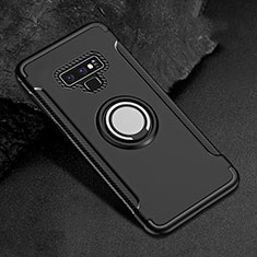 Silikon Hülle Handyhülle und Kunststoff Schutzhülle Tasche mit Magnetisch Fingerring Ständer für Samsung Galaxy Note 9 Schwarz