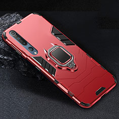 Silikon Hülle Handyhülle und Kunststoff Schutzhülle Tasche mit Magnetisch Fingerring Ständer für Xiaomi Mi 10 Rot