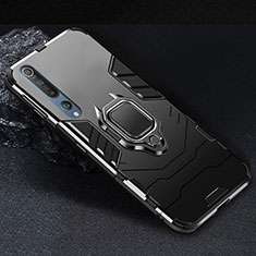 Silikon Hülle Handyhülle und Kunststoff Schutzhülle Tasche mit Magnetisch Fingerring Ständer für Xiaomi Mi 10 Schwarz