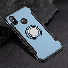 Silikon Hülle Handyhülle und Kunststoff Schutzhülle Tasche mit Magnetisch Fingerring Ständer für Xiaomi Mi 8 Blau