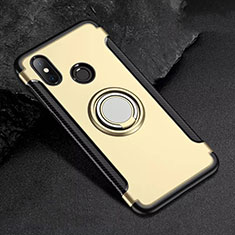 Silikon Hülle Handyhülle und Kunststoff Schutzhülle Tasche mit Magnetisch Fingerring Ständer für Xiaomi Mi 8 Gold
