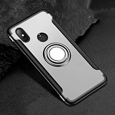 Silikon Hülle Handyhülle und Kunststoff Schutzhülle Tasche mit Magnetisch Fingerring Ständer für Xiaomi Redmi 6 Pro Silber