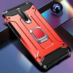 Silikon Hülle Handyhülle und Kunststoff Schutzhülle Tasche mit Magnetisch Fingerring Ständer für Xiaomi Redmi K30 4G Rot