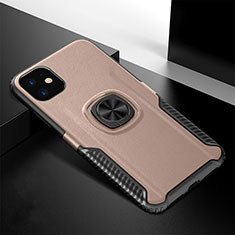 Silikon Hülle Handyhülle und Kunststoff Schutzhülle Tasche mit Magnetisch Fingerring Ständer R01 für Apple iPhone 11 Rosegold