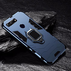 Silikon Hülle Handyhülle und Kunststoff Schutzhülle Tasche mit Magnetisch Fingerring Ständer R01 für Huawei Honor V20 Blau