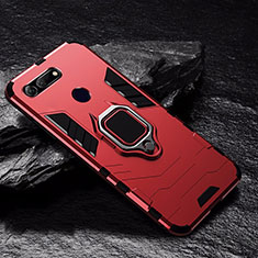 Silikon Hülle Handyhülle und Kunststoff Schutzhülle Tasche mit Magnetisch Fingerring Ständer R01 für Huawei Honor V20 Rot