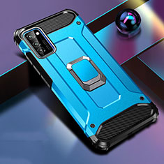 Silikon Hülle Handyhülle und Kunststoff Schutzhülle Tasche mit Magnetisch Fingerring Ständer R01 für Huawei Honor View 30 5G Hellblau