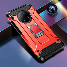 Silikon Hülle Handyhülle und Kunststoff Schutzhülle Tasche mit Magnetisch Fingerring Ständer R01 für Huawei Mate 30 Rot