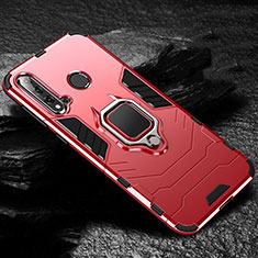 Silikon Hülle Handyhülle und Kunststoff Schutzhülle Tasche mit Magnetisch Fingerring Ständer R01 für Huawei P20 Lite (2019) Rot