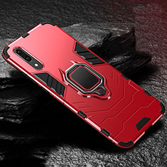 Silikon Hülle Handyhülle und Kunststoff Schutzhülle Tasche mit Magnetisch Fingerring Ständer R01 für Huawei P20 Rot