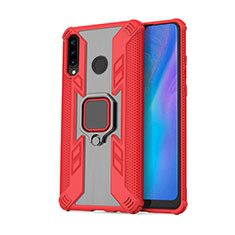Silikon Hülle Handyhülle und Kunststoff Schutzhülle Tasche mit Magnetisch Fingerring Ständer R01 für Huawei P30 Lite Rot