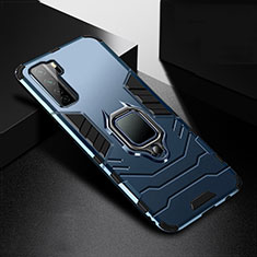 Silikon Hülle Handyhülle und Kunststoff Schutzhülle Tasche mit Magnetisch Fingerring Ständer R01 für Huawei P40 Lite 5G Blau