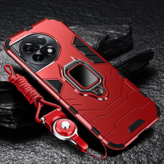 Silikon Hülle Handyhülle und Kunststoff Schutzhülle Tasche mit Magnetisch Fingerring Ständer R01 für OnePlus 11R 5G Rot
