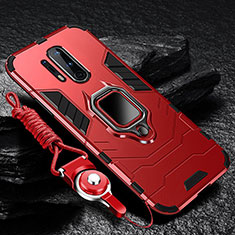Silikon Hülle Handyhülle und Kunststoff Schutzhülle Tasche mit Magnetisch Fingerring Ständer R01 für OnePlus 8 Pro Rot