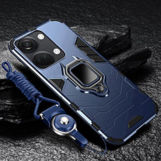 Silikon Hülle Handyhülle und Kunststoff Schutzhülle Tasche mit Magnetisch Fingerring Ständer R01 für OnePlus Ace 2V 5G Blau