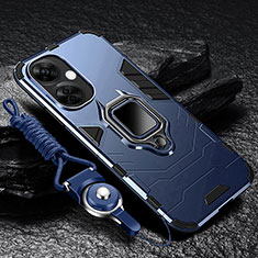 Silikon Hülle Handyhülle und Kunststoff Schutzhülle Tasche mit Magnetisch Fingerring Ständer R01 für OnePlus Nord CE 3 5G Blau