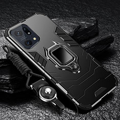 Silikon Hülle Handyhülle und Kunststoff Schutzhülle Tasche mit Magnetisch Fingerring Ständer R01 für Oppo Find X5 5G Schwarz