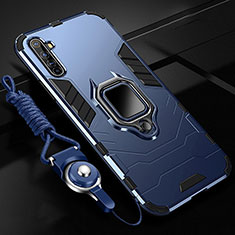 Silikon Hülle Handyhülle und Kunststoff Schutzhülle Tasche mit Magnetisch Fingerring Ständer R01 für Realme X50 Pro 5G Blau