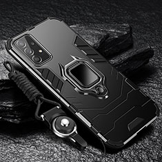 Silikon Hülle Handyhülle und Kunststoff Schutzhülle Tasche mit Magnetisch Fingerring Ständer R01 für Samsung Galaxy A33 5G Schwarz