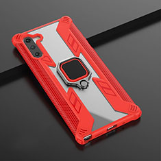 Silikon Hülle Handyhülle und Kunststoff Schutzhülle Tasche mit Magnetisch Fingerring Ständer R01 für Samsung Galaxy Note 10 5G Rot