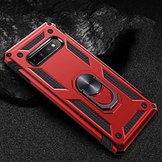 Silikon Hülle Handyhülle und Kunststoff Schutzhülle Tasche mit Magnetisch Fingerring Ständer R01 für Samsung Galaxy S10 5G Rot