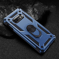 Silikon Hülle Handyhülle und Kunststoff Schutzhülle Tasche mit Magnetisch Fingerring Ständer R01 für Samsung Galaxy S10e Blau
