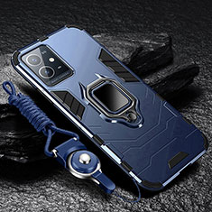 Silikon Hülle Handyhülle und Kunststoff Schutzhülle Tasche mit Magnetisch Fingerring Ständer R01 für Vivo iQOO Z6 5G Blau