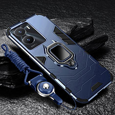 Silikon Hülle Handyhülle und Kunststoff Schutzhülle Tasche mit Magnetisch Fingerring Ständer R01 für Vivo iQOO Z7 5G Blau