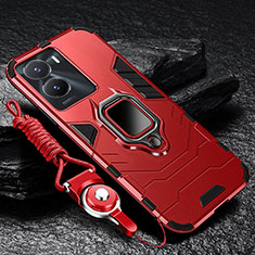 Silikon Hülle Handyhülle und Kunststoff Schutzhülle Tasche mit Magnetisch Fingerring Ständer R01 für Vivo iQOO Z7 5G Rot