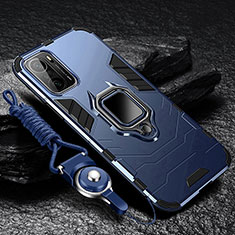 Silikon Hülle Handyhülle und Kunststoff Schutzhülle Tasche mit Magnetisch Fingerring Ständer R01 für Xiaomi Mi 11X Pro 5G Blau