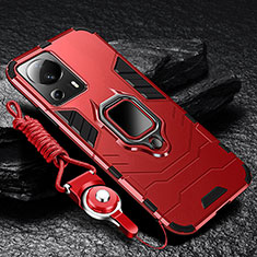 Silikon Hülle Handyhülle und Kunststoff Schutzhülle Tasche mit Magnetisch Fingerring Ständer R01 für Xiaomi Mi 12 Lite NE 5G Rot