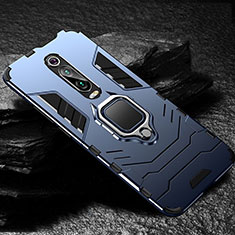 Silikon Hülle Handyhülle und Kunststoff Schutzhülle Tasche mit Magnetisch Fingerring Ständer R01 für Xiaomi Mi 9T Blau