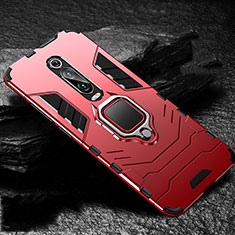 Silikon Hülle Handyhülle und Kunststoff Schutzhülle Tasche mit Magnetisch Fingerring Ständer R01 für Xiaomi Mi 9T Rot