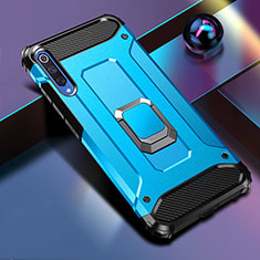 Silikon Hülle Handyhülle und Kunststoff Schutzhülle Tasche mit Magnetisch Fingerring Ständer R01 für Xiaomi Mi A3 Blau