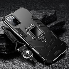 Silikon Hülle Handyhülle und Kunststoff Schutzhülle Tasche mit Magnetisch Fingerring Ständer R01 für Xiaomi Poco X3 GT 5G Schwarz