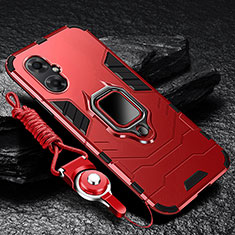 Silikon Hülle Handyhülle und Kunststoff Schutzhülle Tasche mit Magnetisch Fingerring Ständer R01 für Xiaomi Redmi Note 11R 5G Rot