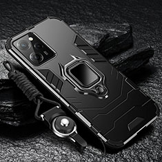 Silikon Hülle Handyhülle und Kunststoff Schutzhülle Tasche mit Magnetisch Fingerring Ständer R01 für Xiaomi Redmi Note 12 Pro Speed 5G Schwarz