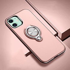 Silikon Hülle Handyhülle und Kunststoff Schutzhülle Tasche mit Magnetisch Fingerring Ständer R02 für Apple iPhone 11 Rosegold