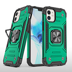 Silikon Hülle Handyhülle und Kunststoff Schutzhülle Tasche mit Magnetisch Fingerring Ständer R02 für Apple iPhone 12 Grün