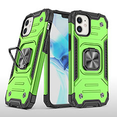 Silikon Hülle Handyhülle und Kunststoff Schutzhülle Tasche mit Magnetisch Fingerring Ständer R02 für Apple iPhone 12 Minzgrün