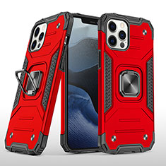 Silikon Hülle Handyhülle und Kunststoff Schutzhülle Tasche mit Magnetisch Fingerring Ständer R02 für Apple iPhone 12 Pro Rot