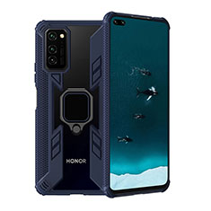 Silikon Hülle Handyhülle und Kunststoff Schutzhülle Tasche mit Magnetisch Fingerring Ständer R02 für Huawei Honor View 30 5G Blau