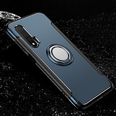 Silikon Hülle Handyhülle und Kunststoff Schutzhülle Tasche mit Magnetisch Fingerring Ständer R02 für Huawei Nova 6 Cyan