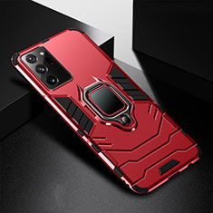 Silikon Hülle Handyhülle und Kunststoff Schutzhülle Tasche mit Magnetisch Fingerring Ständer R02 für Samsung Galaxy Note 20 Ultra 5G Rot