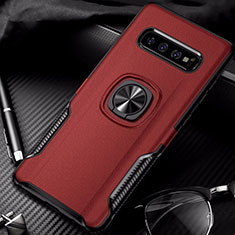 Silikon Hülle Handyhülle und Kunststoff Schutzhülle Tasche mit Magnetisch Fingerring Ständer R02 für Samsung Galaxy S10 5G Rot
